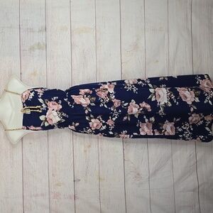 Romwe Blue Floral Maxi Summer Dress Sz 6